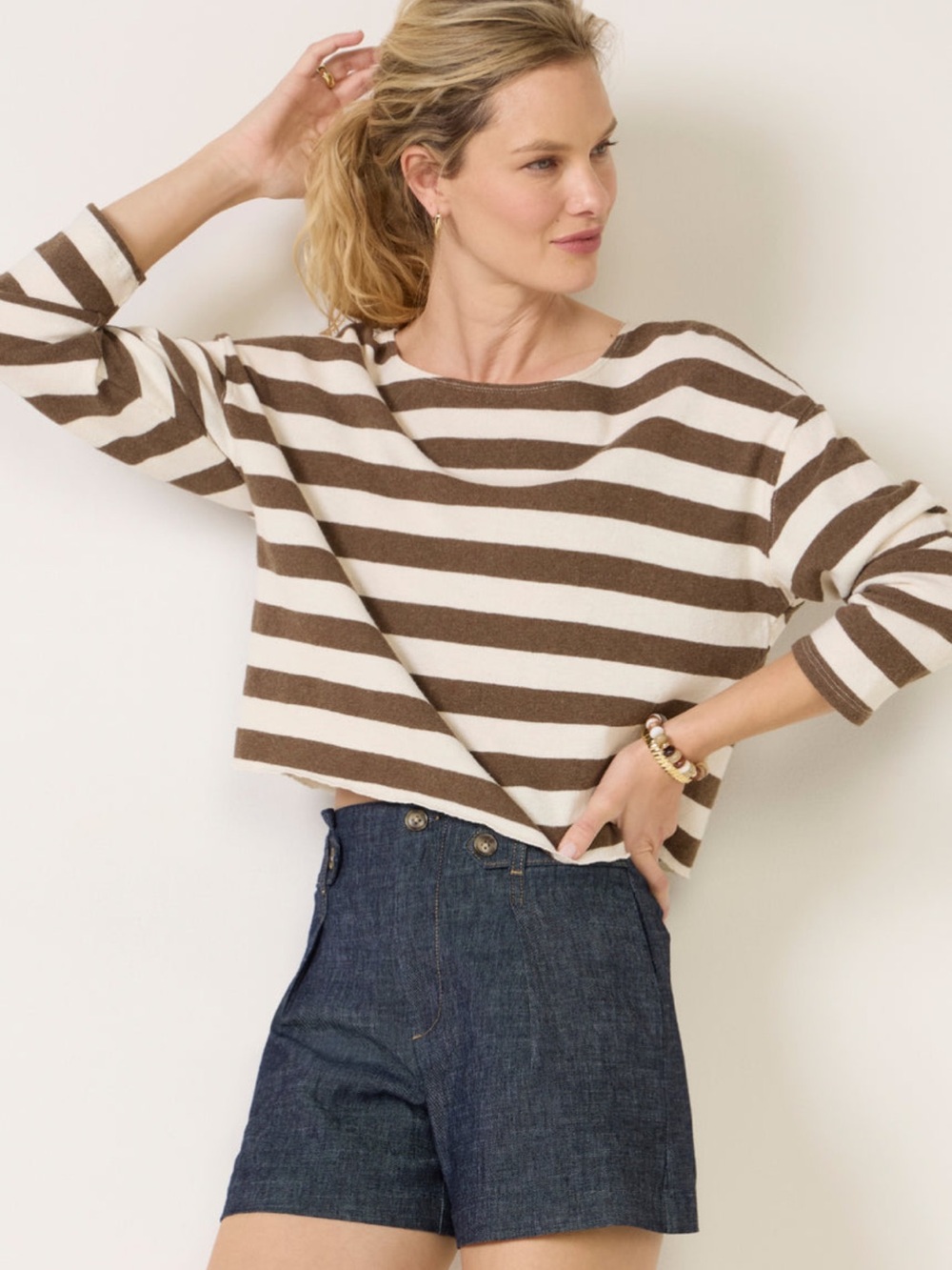 PerfectWhiteTee Mocha stripe